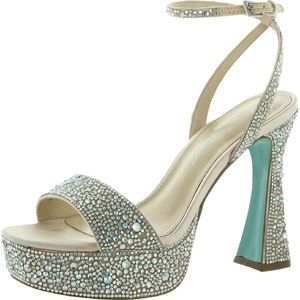 Betsey Johnson Womens Beth Metallic Rhinestone Dress Sandals Shoes Used